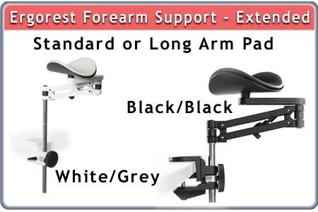 Ergorest Forearm Support - ESD Rated Extended and Standard Models with Standard Arm Pad and Grounding Strap